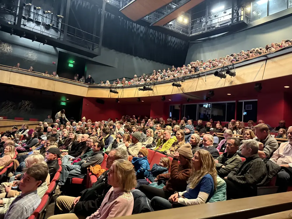 A packed theater audience at the Center for the Arts in Jackson Hole